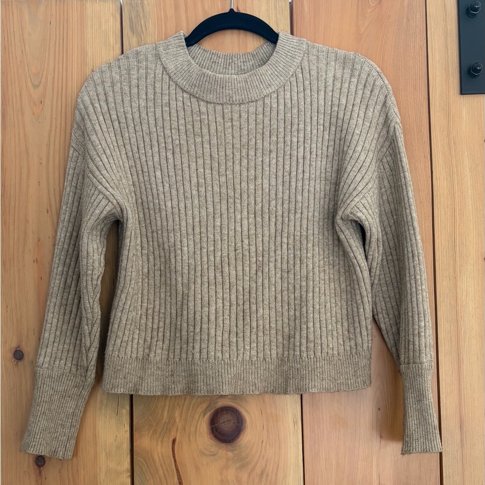 Poof! Women's Ribbed Cowl Neck Sweater - Brown